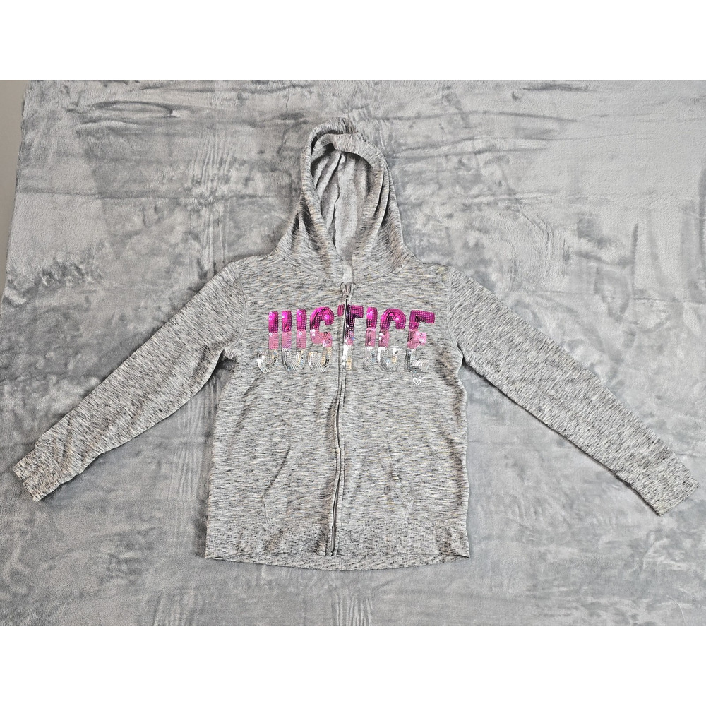 Justice Girls Zip Up Hoodie Gray Size 12 C0106